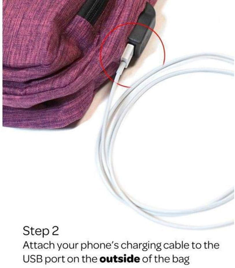 Anti-Theft Daypack Crossbody Sling Backpack, USB Charging Connector Port, Lightweight Day Pack for Travel, Hiking, Everyday, Regular, Black