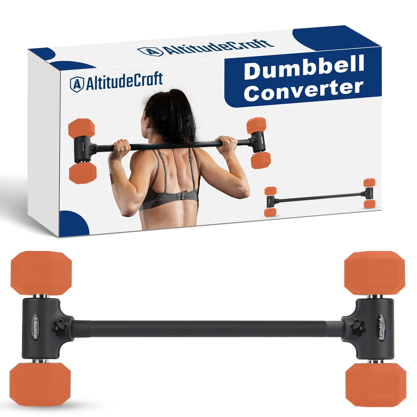 AltitudeCraft Dumbbell to Barbell Converter, Transform Dumbbells to Barbell Bar, Dumbbell Barbell Converter for Home Gym, Adjustable to 200 lb Capacity
