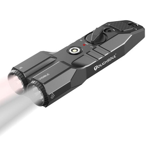 TOUGHSOUL MLOK Picatinny Mounted 1450 Lumen Flashlight 940nm IR Illuminator Infrared Flashlight Combo, Low-Profile Tactical Light with Built-in Rechargeable Battery (MLOK Mounted)