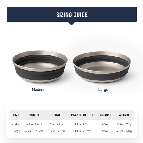 Sea to Summit Detour Stainless Steel Collapsible Bowl, Large (31 fl oz), Laurel Wreath Green