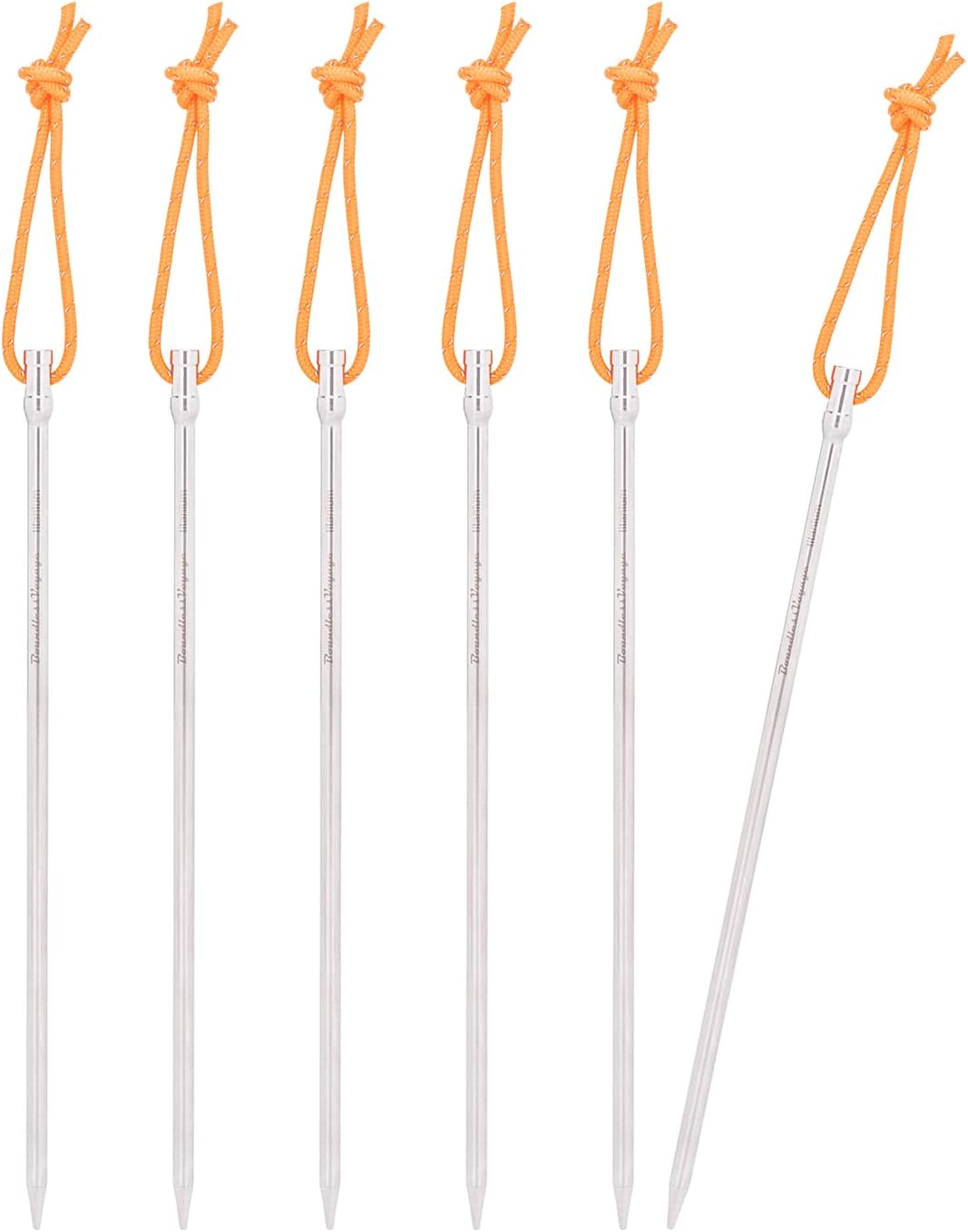 iBasingo 8 Pieces/lot Titanium Alloy Tent Nails Outdoor Camping Tent Stakes Lengthen Tent Pegs 20CM with Rope A-Ti4006P