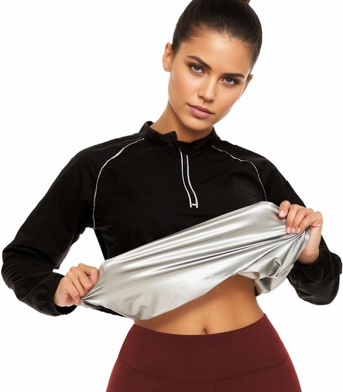 LAZAWG Sauna Suit Womens Long Sleeve Lightweight Zipper Workout Women Sweat Suits for Gym Running Exercise