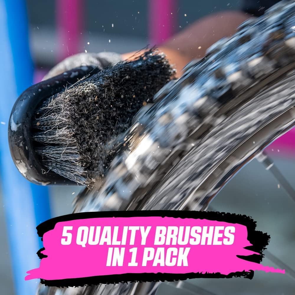 Muc-Off 220 3 Piece Premium Brush Kit - Includes 3 Bike Cleaning Brushes With Durable Nylon Bristles And Ergonomic Rubberised Handles To Minimise Impact