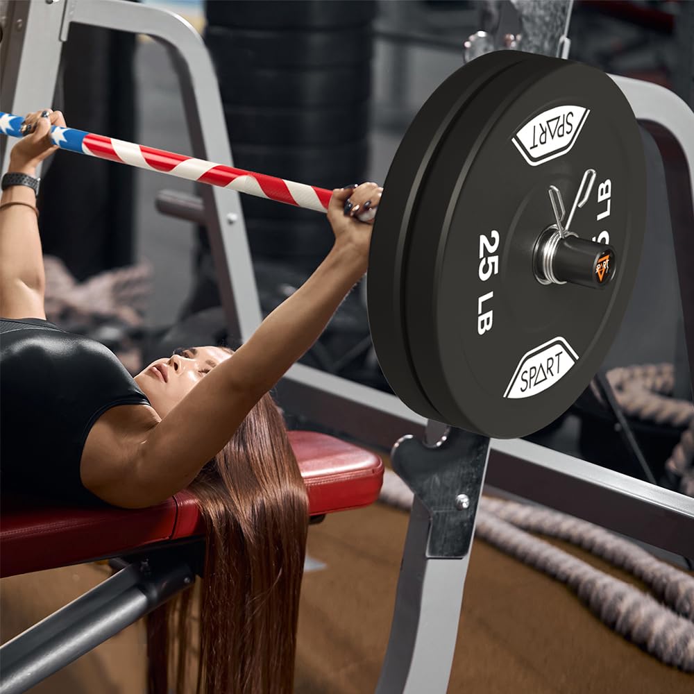 4FT Olympic Barbell Bar, 47Inch Straight Weight Bar with 2 Collars, Solid Olympic Bar with Bearings, 500Lbs Capacity Weightlifting Bar for Home Gym Strength Training, Suitable for 2 Inch Plates, Stars