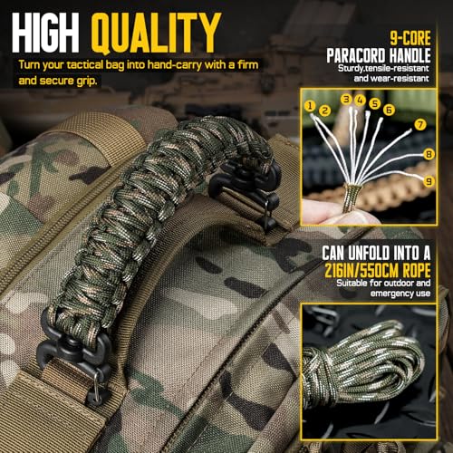 Camogreen Paracord Handle for MOLLE Water Bottle Holder Pouch Backpack - 9.4 Inch Plastic Clip