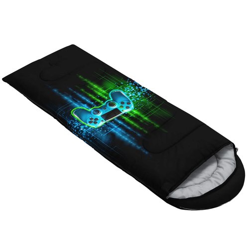 Datura home Kids Sleeping Bag for Boys Girls,Trendy Gamepad Print-Lightweight Warm Portable Outdoor Indoor-Waterproof Cold Weather Resistant Sleeping Bag for Camping Hiking(Gamepad)