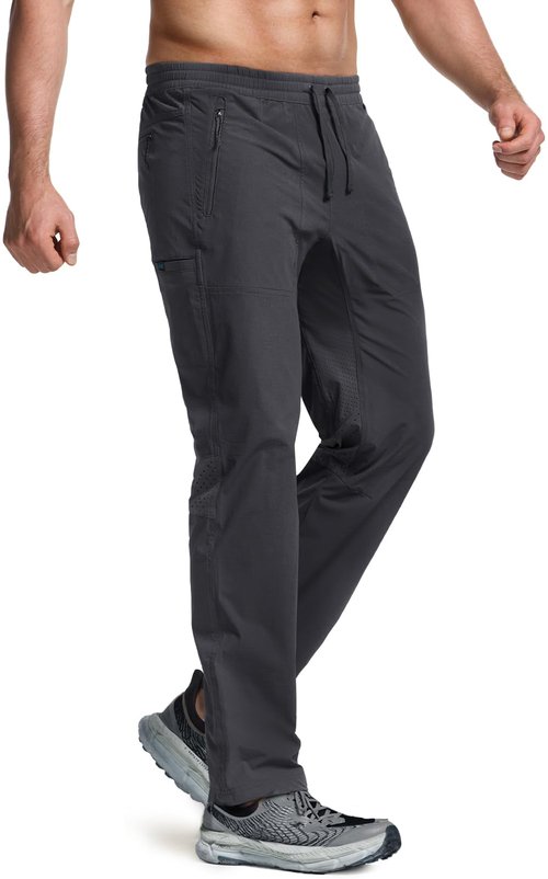 CQR Men's Lightweight Vent Hiking Pants, Water-Resistant & Breathable Sports Outdoor Athletic Pants with Elastic Waist, Ascend Crux Carbon Grey, 32W x 30L
