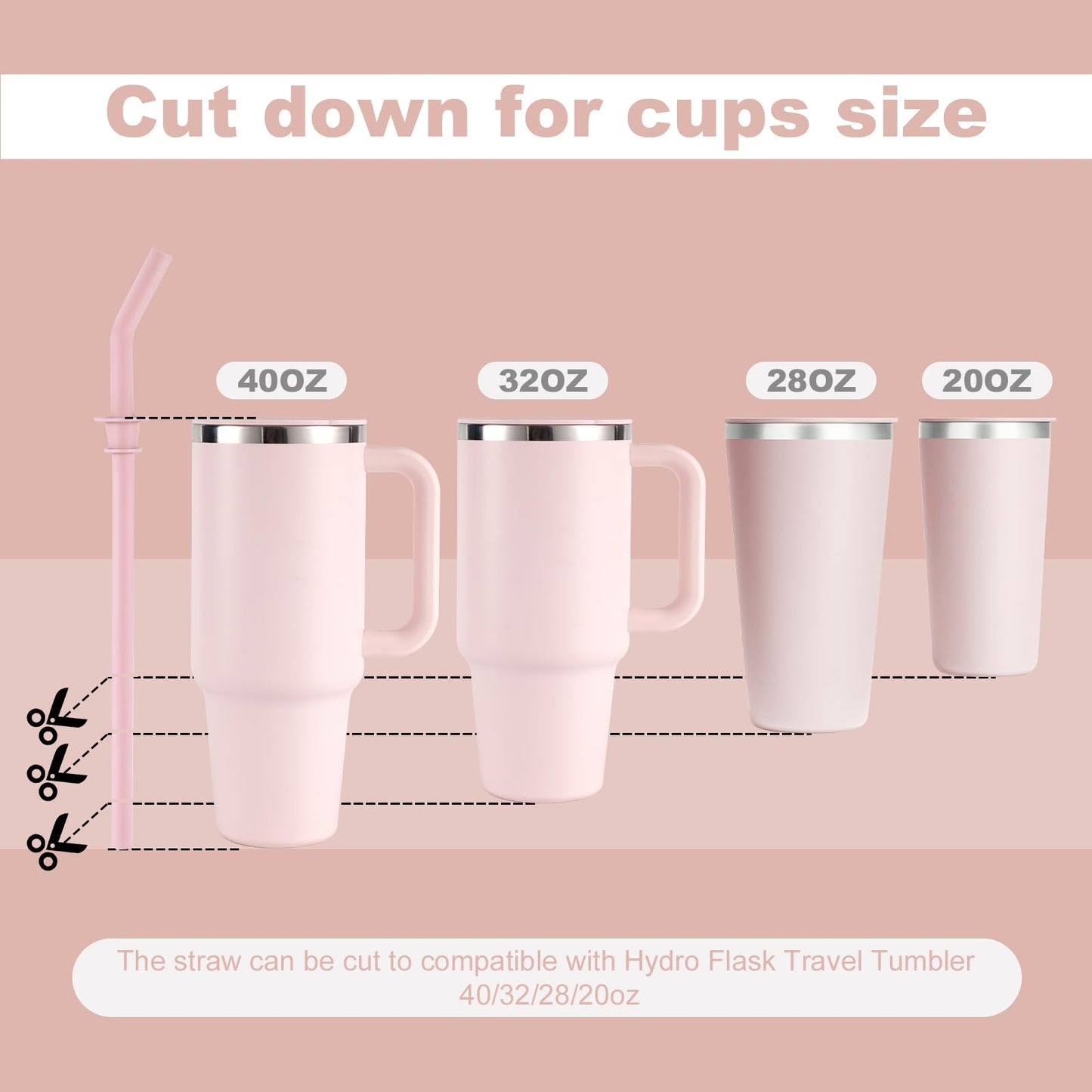 5pcs Press in Straw Replacement for Hydro Flask Travel Tumbler 40/32/28/20oz, BPA Free Reusable Silicone Straws for Hydroflask Water Bottle Lid Accessory Parts (Five Colors)