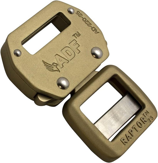 Aluminum Belt Buckle - Coyote Brown - Raptor II Tactical Military Police Aluminum Quick Release 1" Belt Buckle