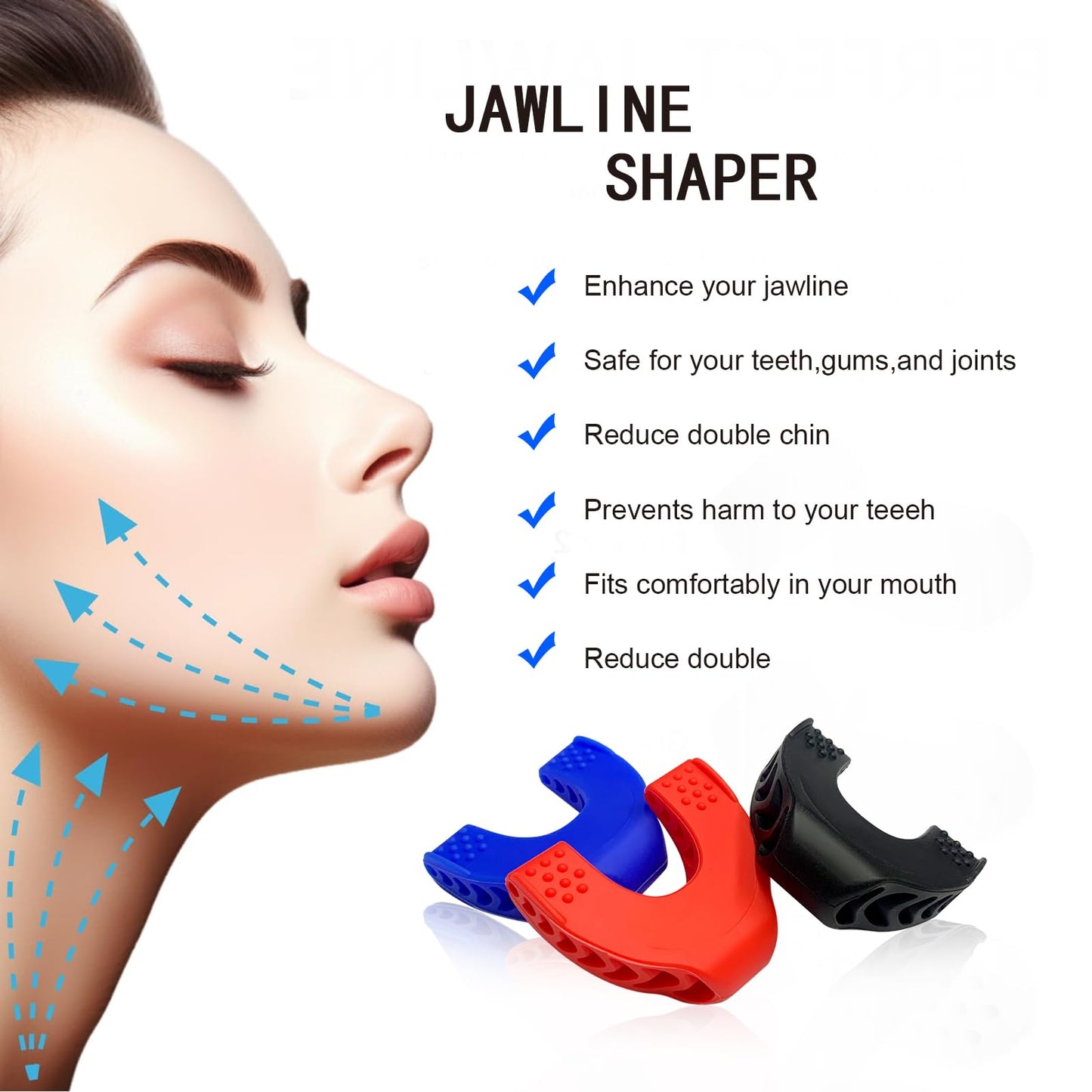 Jaw Exerciser,Jawline Exerciser for Men & Women,3 Resistance Jaw Trainer,Jaw Shark Toner, Jawline Shaper,Tighten & Tones,Facial Exerciser for Beginner Intermediate Advanced