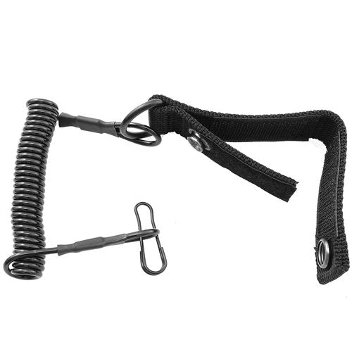 TAODAN Tactical Anti-Lost Elastic Lanyard Black Spiral Cable Coil Style Secure Spring Lanyard, Safety Strap Rope for Key Ring Chain Flashlight Hunting Accessories, Military Spring Rope