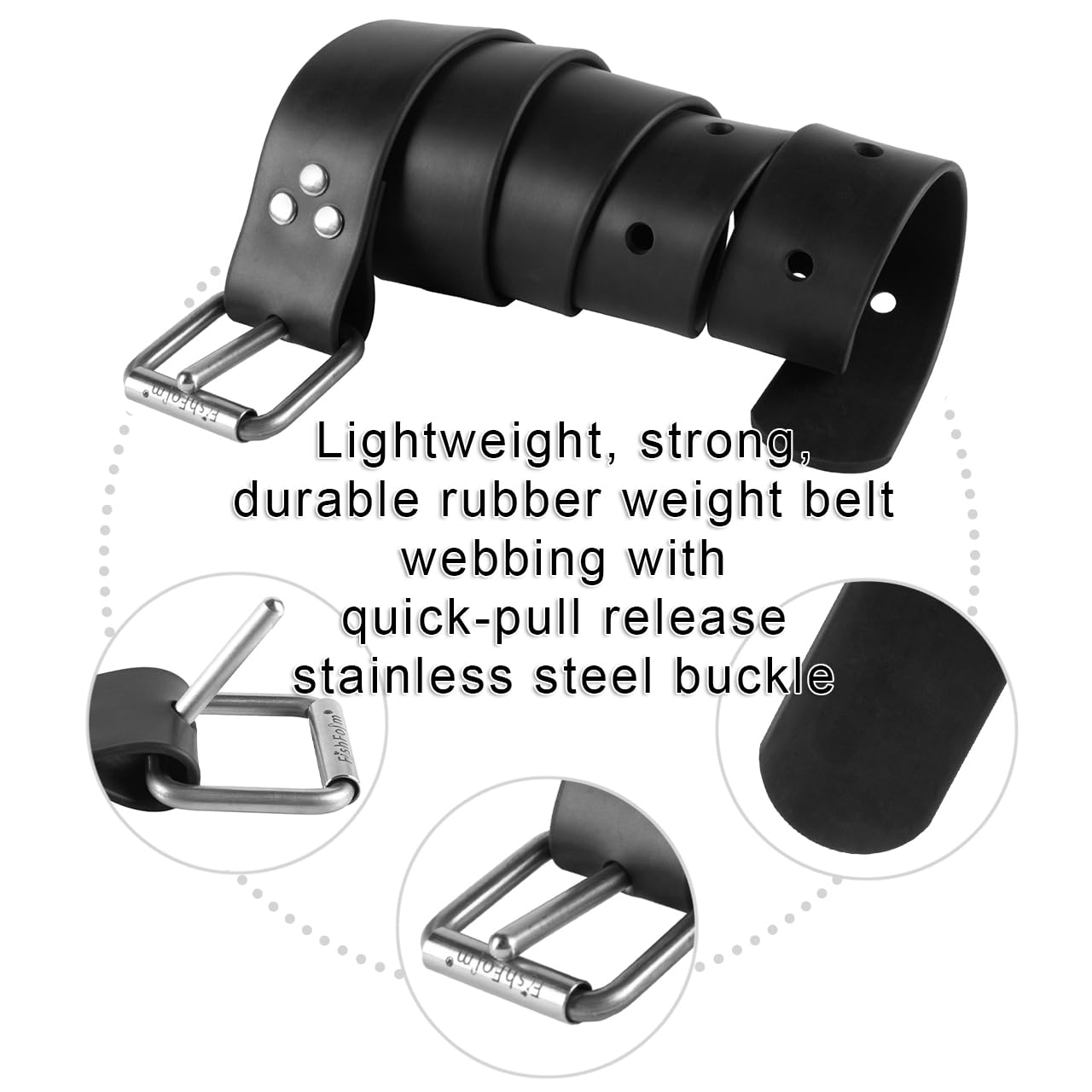 FishForm Spearfishing Scuba Free Diving Marseille buckle Rubber Weight Belts (3 cholnitene) 59" - 1.5m