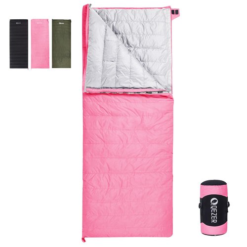 Down Sleeping Bag for Adults, Ultralight Wearable Sleeping Bag for Backpacking, Can Be Used as a Blanket or Mat (Pink)