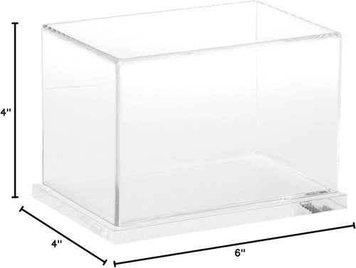 Clear Acrylic Display Case with Hardwood Base - 6x4x4 Inches for Collectibles