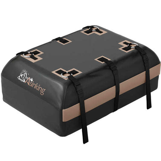 Asinking Car Rooftop Cargo Carrier Bag, 15 Cubic Feet Waterproof Roof Cargo Bag for Sedan SUV Minivan, Fit Vehicles with/Without Roof Rack, Sidebars & Crossbars - Max Size 44" L x34 W x17 H