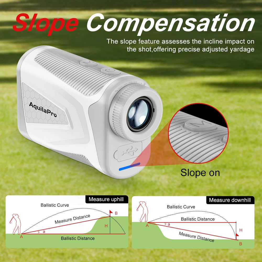 AquilaPro Mini4 Golf Rangefinder with Slope, Newly Upgraded Magnet, 1,000 Yards Range Finder Golf, 0.5 Yard Accuracy, 7X Magnification, Flag Lock Vibration, Rechargeable Golf Laser Rangefinder
