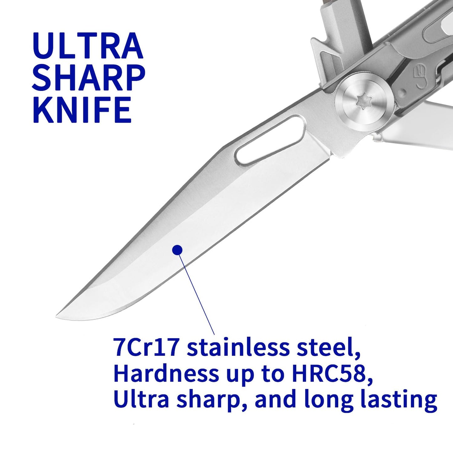 ROCKTOL Multitool Pocket Knife,12-in-1 Multitool Knife,Titanium-Plated Handle,Pocket Clip,Large Scissors,Stainless Steel for Camping, Hiking, Survival, multitool for Men
