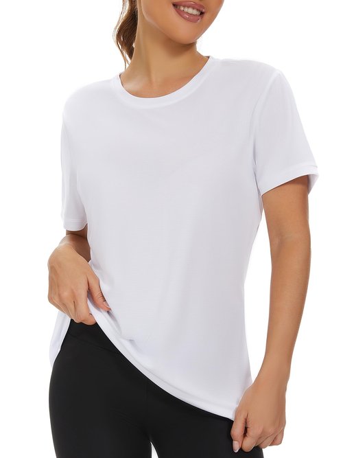 bpbtti Women's Short Sleeve T-Shirts UPF 50+ Sun Protection Shirts Quick Dry Athletic Running Workout Tops (White, X-Large)