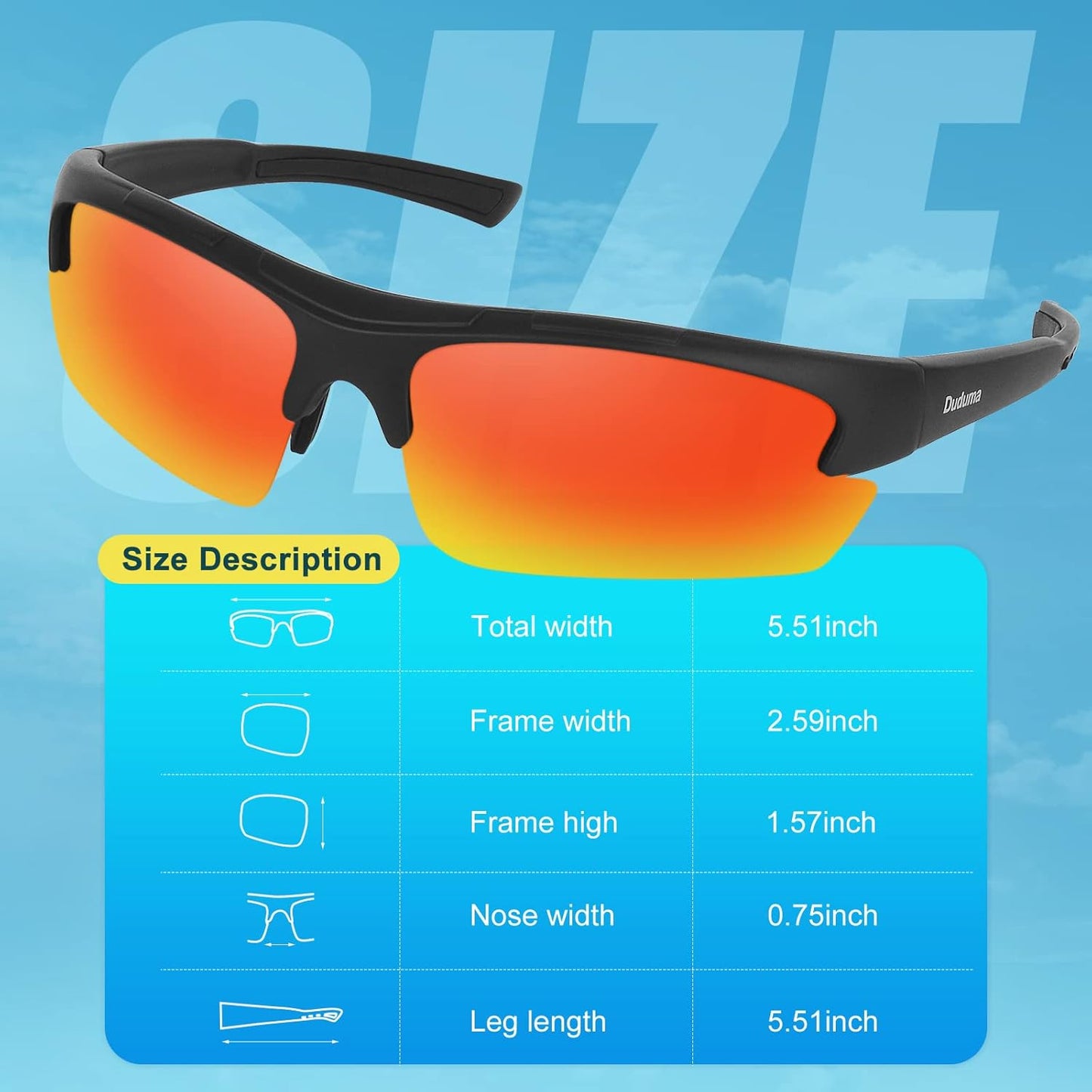 Polarized Sports Sunglasses for Men - Lightweight Tr62 Frame for Fishing, Cycling, Golf & Running