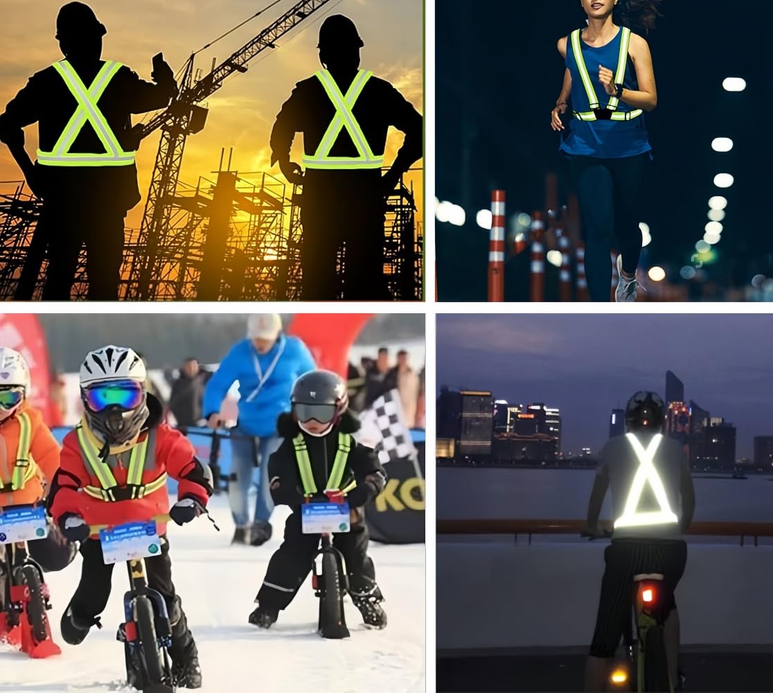 Accfore Reflective Safety Vest Set of 6,High Visibility Vest Adjustable Straps,Safety Reflective Gears for Walking,Running,Outdoor Jogging,Cycling,Workers(Orange)