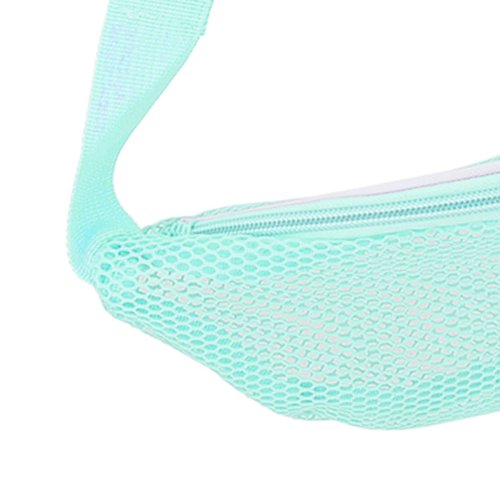 Yuecoom Beach Mesh Fanny Pack, Seashell Mesh Beach Bag Breathable Waterproof Adjustable Belt Portable Lightweight Outdoor Sports Waist Pack Seashell Bag Sports Fanny Pack for Travel(pale blue)