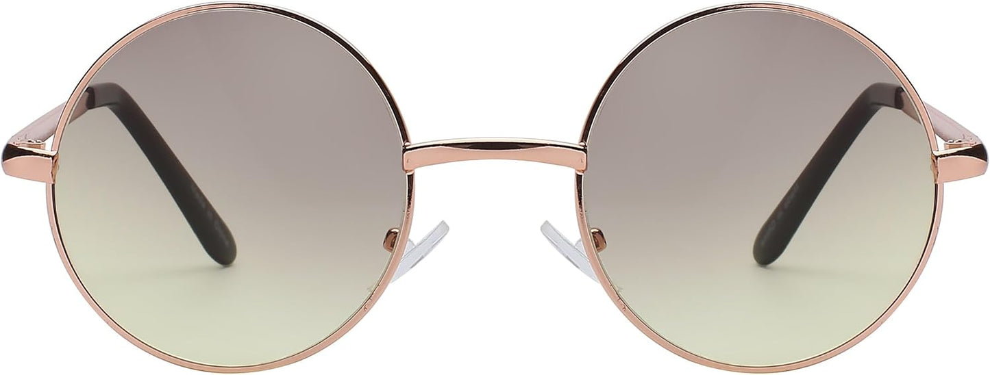 OWL Round Sunglasses Metal Frame Hippie Sunglasses UV400 Polycarbonate Circle Lens John Lennon Sunglasses for Men Women