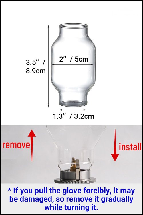 CAMPINGMOON 1 1/4 Inch Camping Gas Latern Globe Hoya Lamp Replacement Globe Clear Glass 3 1/2 Inch Height T-1-CT
