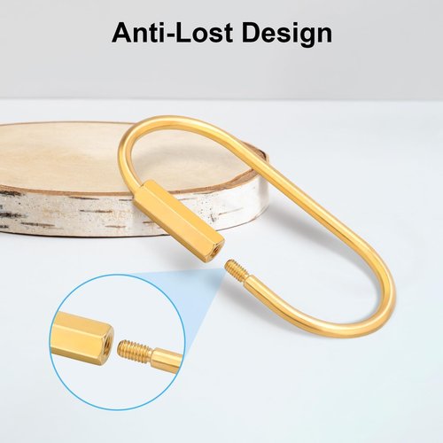 EEEKit Screw Lock Keychain, Brass Key Ring, Gold Carabiner for Car Key Chains Dog Collars, Bag Charms, 8PCS