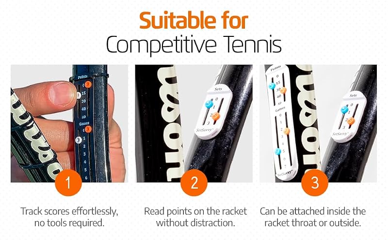 Black Tennis Score Keeper for Racket and Paddle - Point, Game, and Set Tracker - SetSavvy Two Pack