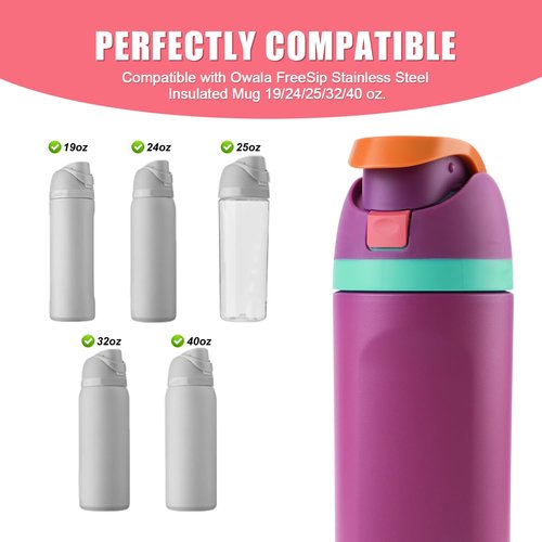 PEUTIER 4pcs Replacement Button Compatible with Owala FreeSip 24oz 32oz, Water Bottle Lid Mouth Push Switch Top Cap Seal Stopper Replacement Parts for Owala 16/19/24/32/40oz Accessories, 4 Colors