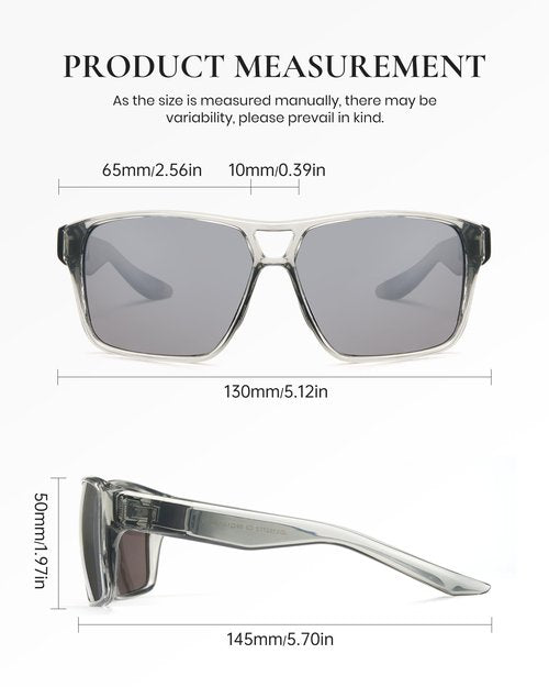 Marino Bonatti Square Sunglasses for Men Polarized UV400 Protection Mens Shades for Sports Outdoors Driving Fishing Hiking