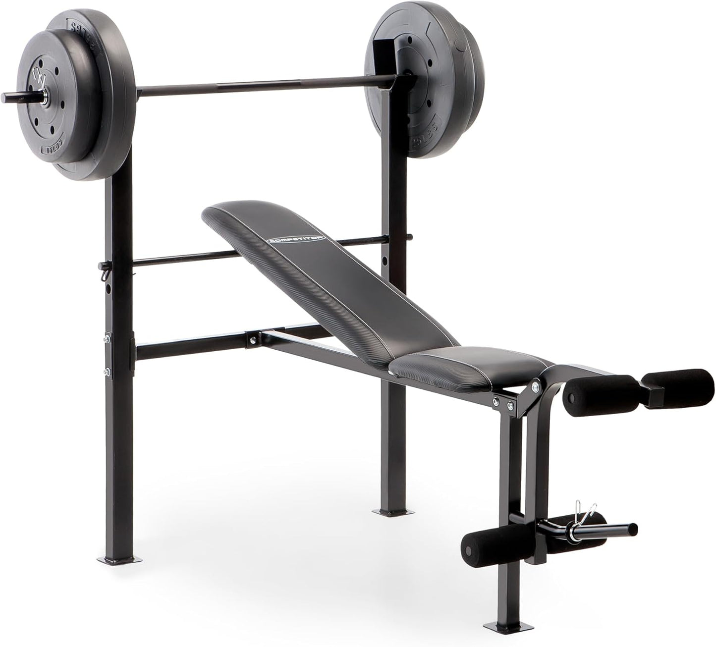 Marcy Standard Weight Bench with 80lbs to 100 lbs Vinyl-Coated Weight Set for Strength Training, Weight Lifting for Personal Home Gym