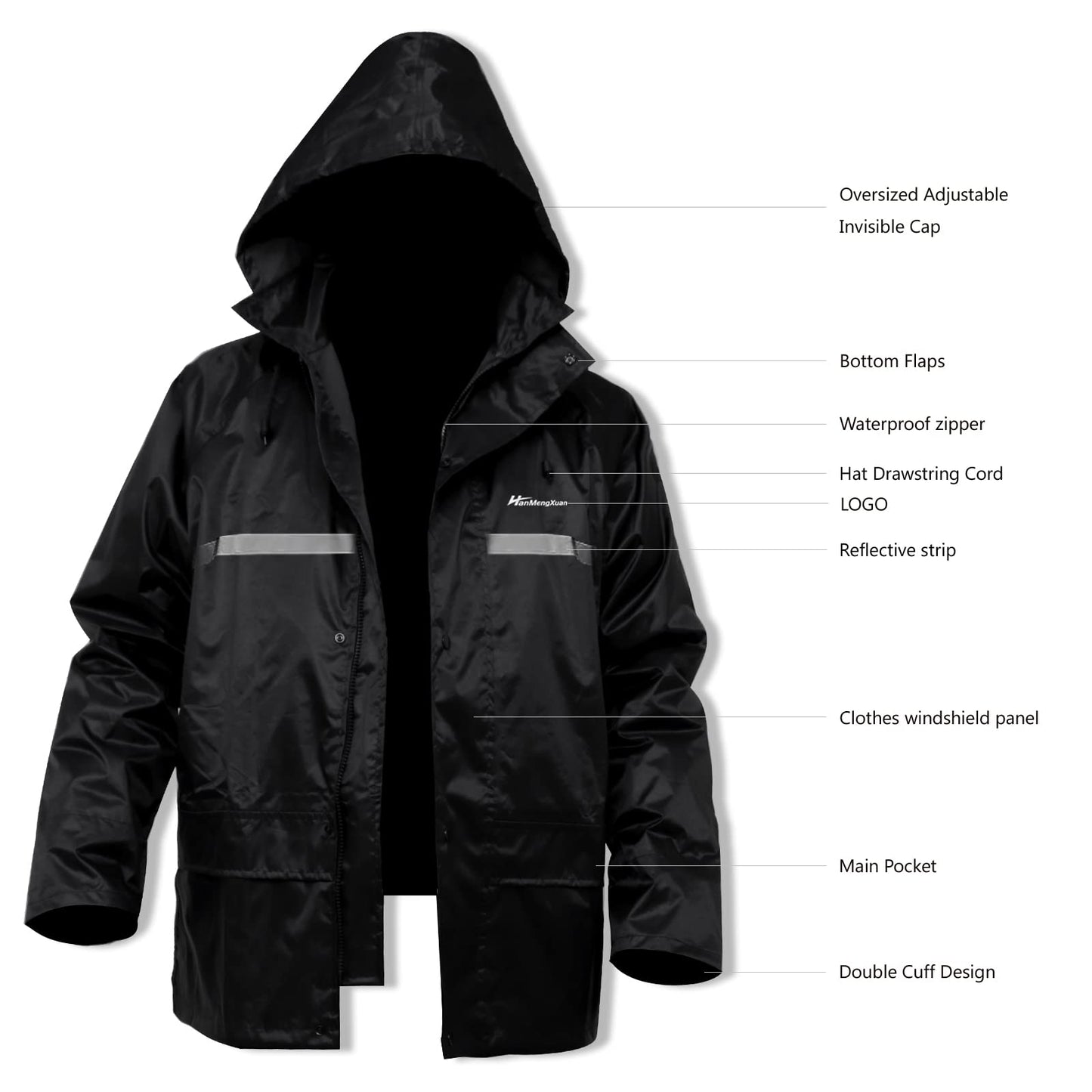 Rain Suit for Men Classic Rain Gear Waterproof Rain Coats Hooded Man's Rainwear Fishing Rain Jacket and Rain Pants (M, Black)