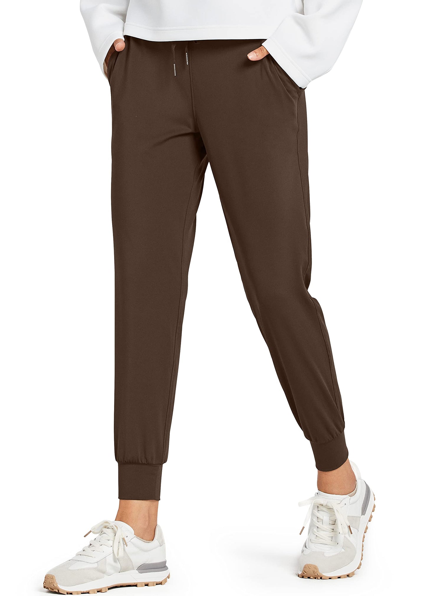 Libin Women's Joggers Pants Athletic Dance Sweatpants with Pockets Running Tapered Casual Pants for Workout,Lounge, Brown XXL