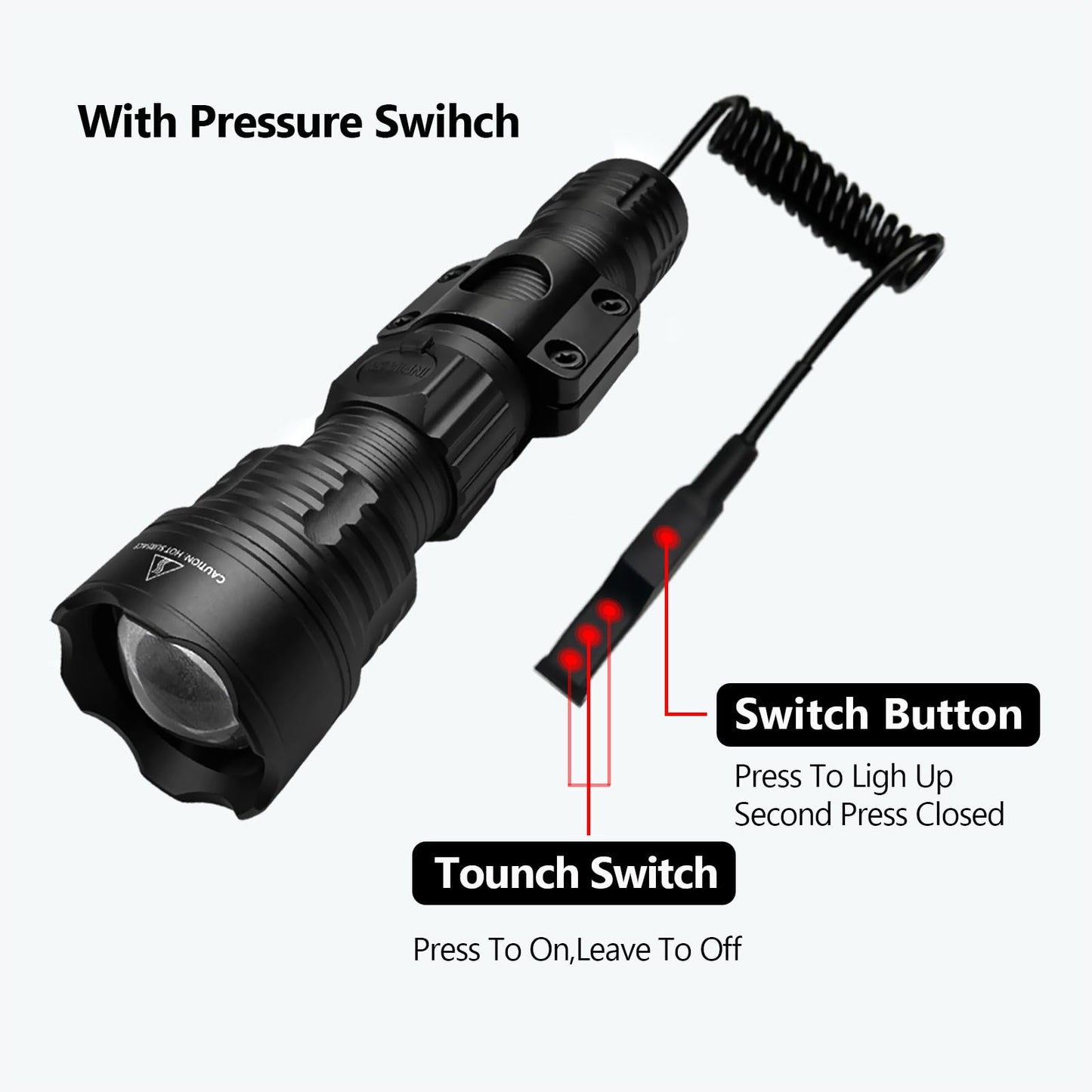 I0DO Green Light for Hunting Hog Green Flashlight,Red,Blue,White 4 in 1 Light for Coyote,Hog,Coon,Predator,Varmint,Sniper,Scope,Hunting Lights (Hog Green Light)