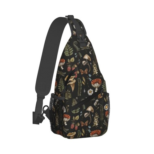 YOZIRIBO Crossbody Sling Bag for Women Men, Sling Backpack Chest Daypack Cross Body Bag Shoulder Bag for Hiking Running Sports Travel (Mushroom)