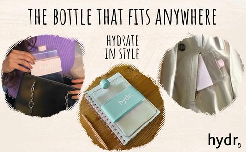 hydr | Flat Water Bottle Changeable sleeves | 2 Sleeves & 2 colors (Pink & Blue)