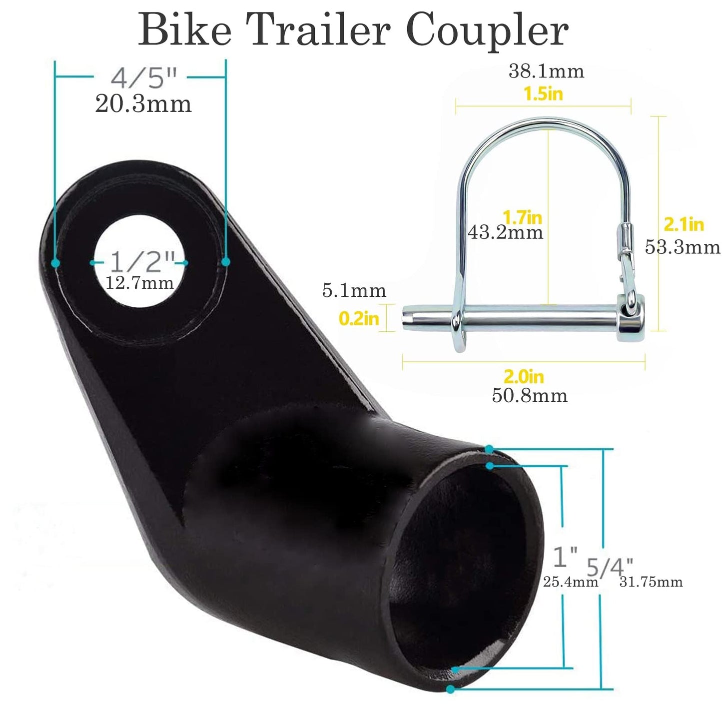 Ansxder Bike Trailer Hitch Coupler for Instep and Schwinn, Black, Multi-compatible, Strong and Durable, Easy to Install, For Kids/Dog, 50 lbs Capacity, Unisex, Bike Trailer