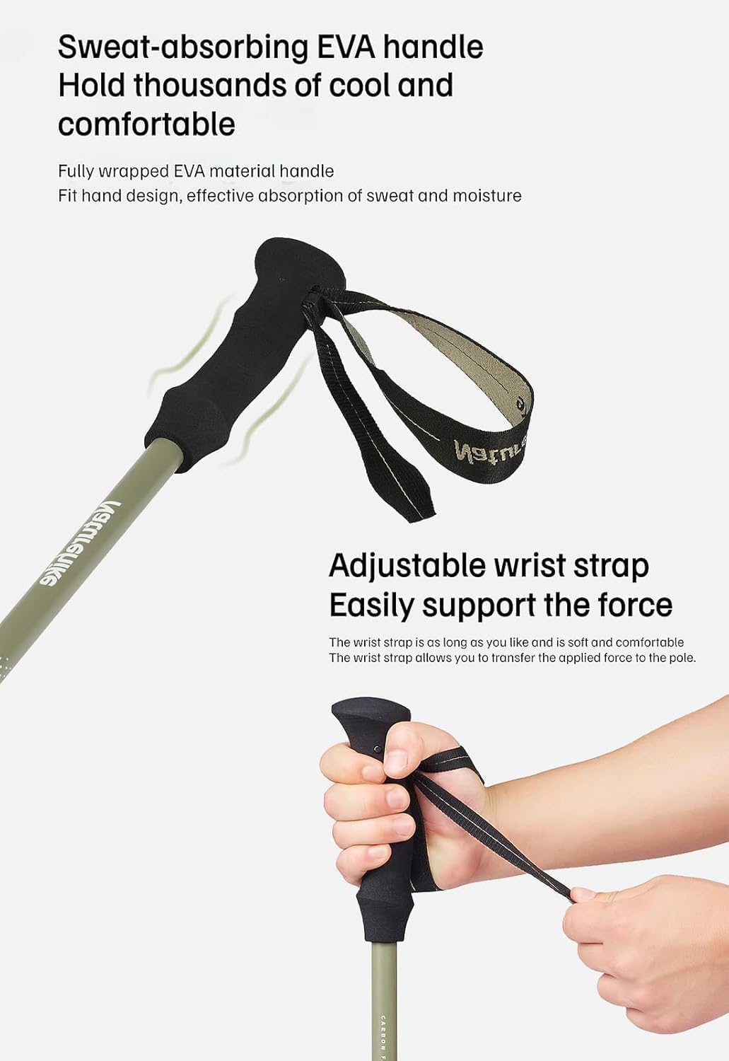 Naturehike 3K Carbon Fiber Trekking Poles-Collapsible and Telescopic 3 Section Ultralight Hiking Poles for Women Men Walking Poles Travel Backpacking Camping (Navy Blue / 53.1 inch)