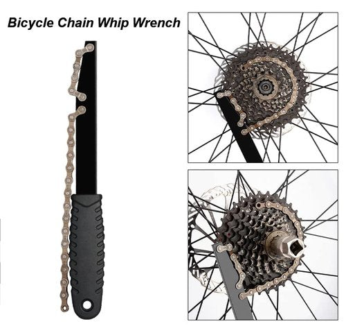 Oumers Bicycle Chain Whip Wrench, Bike Flywheel Removal Tool Lockring Sprocket Removal Wrench Bicycle Cassette Removals Tool Lockring Sprocket Remover