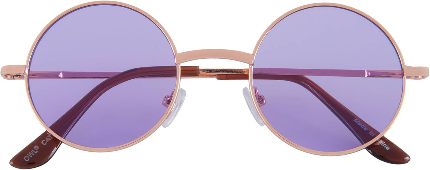 OWL Round Sunglasses Metal Frame Hippie Sunglasses UV400 Polycarbonate Circle Lens John Lennon Sunglasses for Men Women