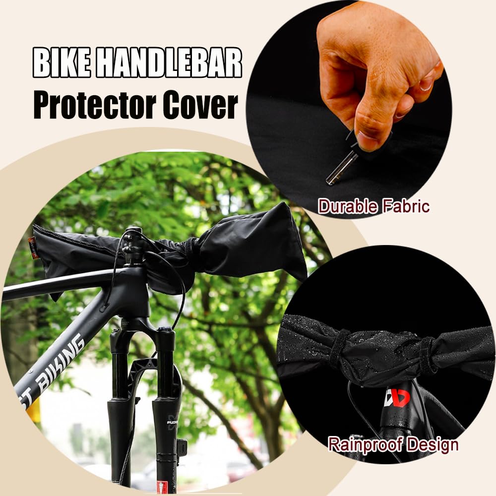 AUDIFU Bike Handlebar Cover Waterproof Bicycle Handlebar Protective Cover Handlebar Hood Fits Straight Handlebar - Moutain Bike Rain UV Protection