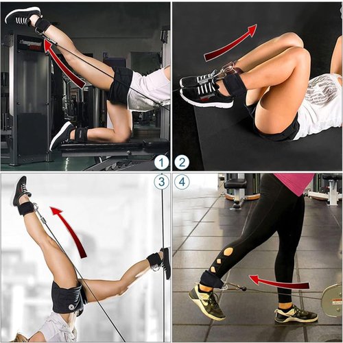 EastyGold Ankle Straps Ankle Resistance Bands Wrist Cuffs Padded Straps Adjustable Fitness Glute Kickback D-Ring for Cable Machine Gym Foot Leg Training Brace Support 1 Pair