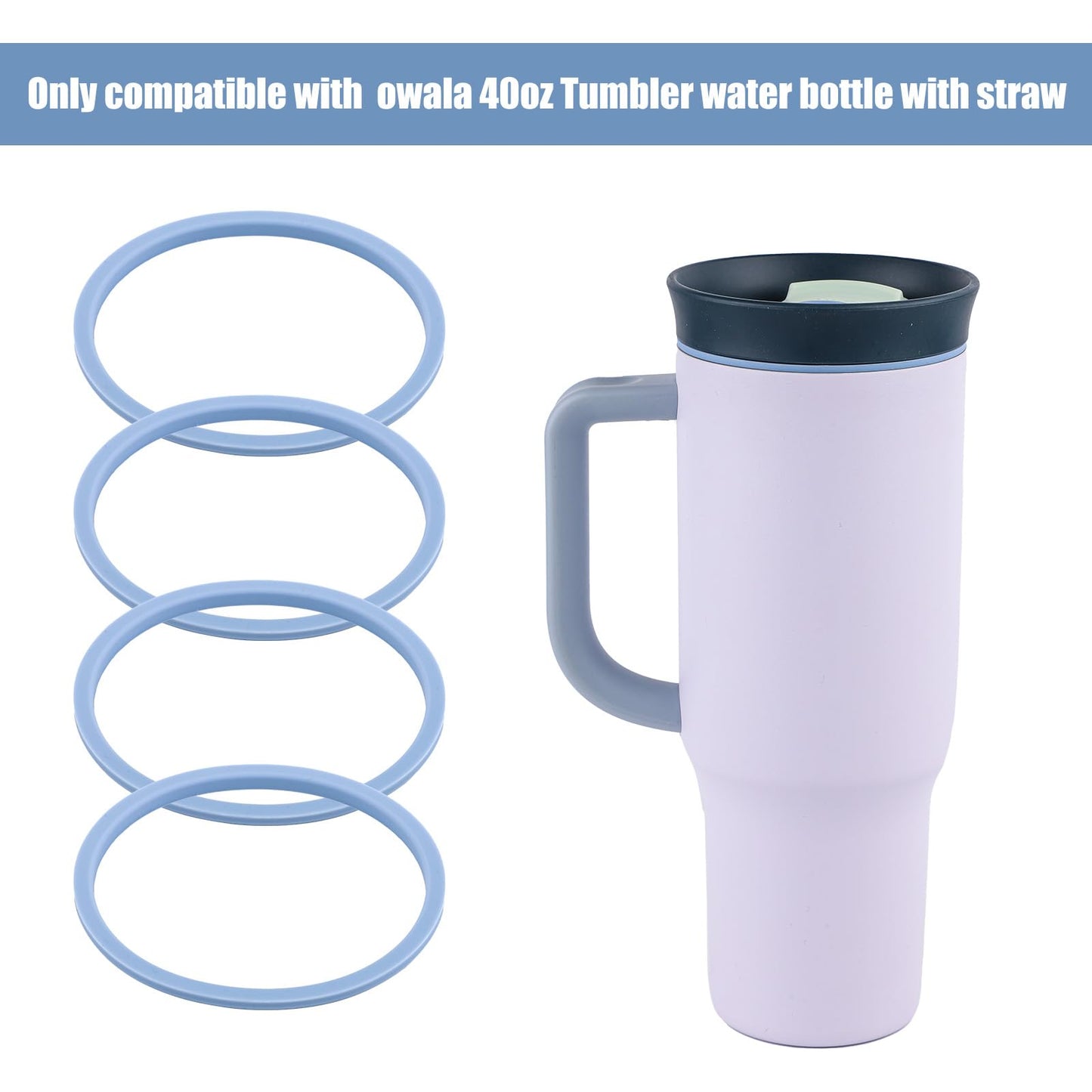 4pcs Gasket Replacement for Owala 40oz Tumbler, O Shaped Rubber Lid Seal Ring Water Bottle Accessories Replacement Part Compatible with Owala 40oz Stainless Steel Cup
