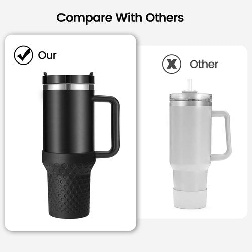 Thxbag Silicone Boot for Stanley Cup 40oz, Black Boot Sleeve Cover Fit with Stanley H2.0 and Quencher Adventure Tumbler Accessories (Black, 40 oz)