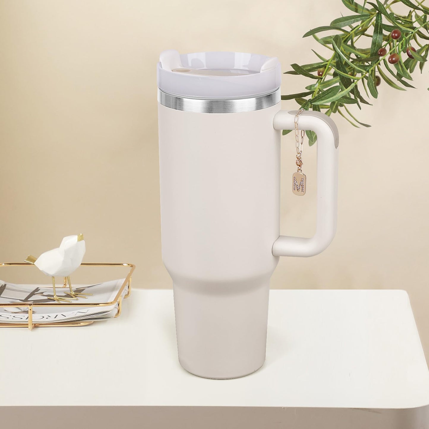 Fosdonge 2Pcs Letter Stanley Cup Accessories, Stanley Charms, Stanley Cup Accessories Name Plate, Elegant and Timeless Accessories for Stanley Tumbler (A)