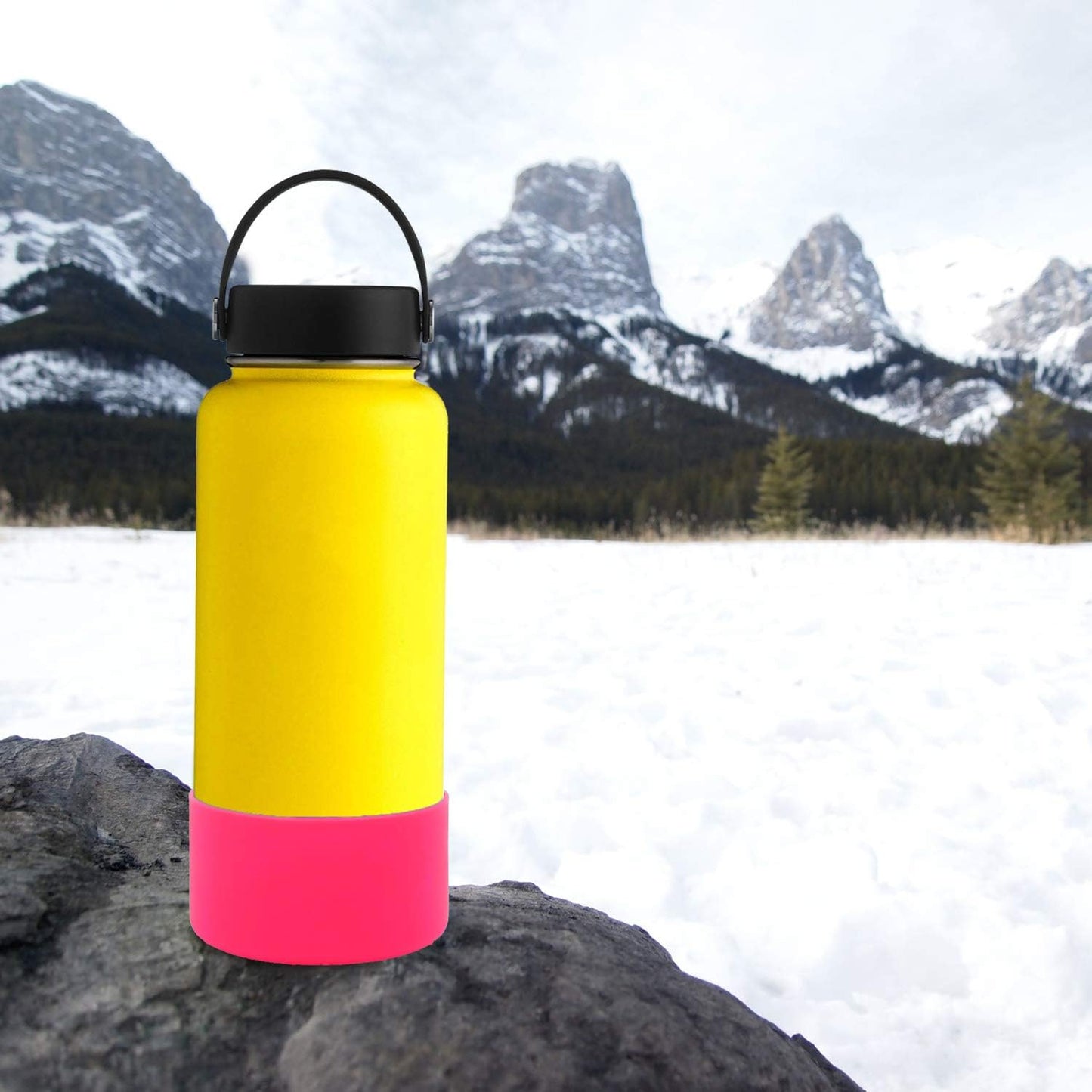 Flaskars Protective Silicone Boot for 12oz - 40 oz Hydroflask Water Bottles Anti-Slip Bottom Stanley Sleeve Cover Bumper (Black, Fits Hydroflask 32 and 40 OZ)