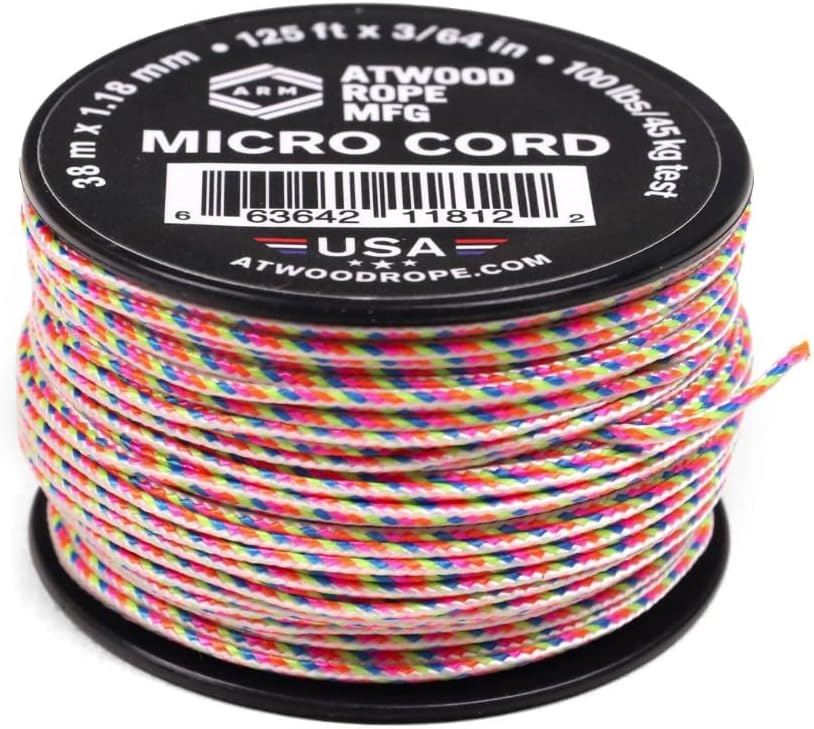 Atwood Rope MFG Micro Utility Cord 1.18mm X 125ft Reusable Spool | Tactical Nylon/Polyester Fishing Gear, Jewelry Making, Camping Accessories
