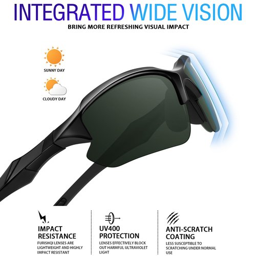DioKiw 3PACK Sports Polarized Sunglasses for Men Cycling Running Fishing UV400 Protection Sun Glasses Lightweight Half Frame Goggles