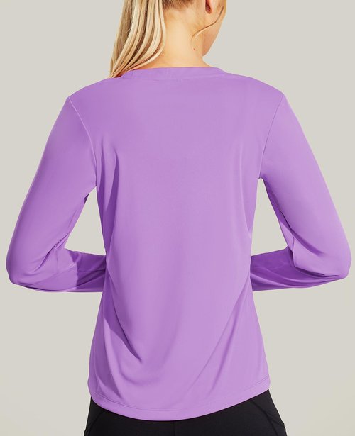 Women's Moisture Wicking Running T-Shirts Long Sleeve Athletic Workout Gym Tops Performance Tee Dry Fit Purple X-Small